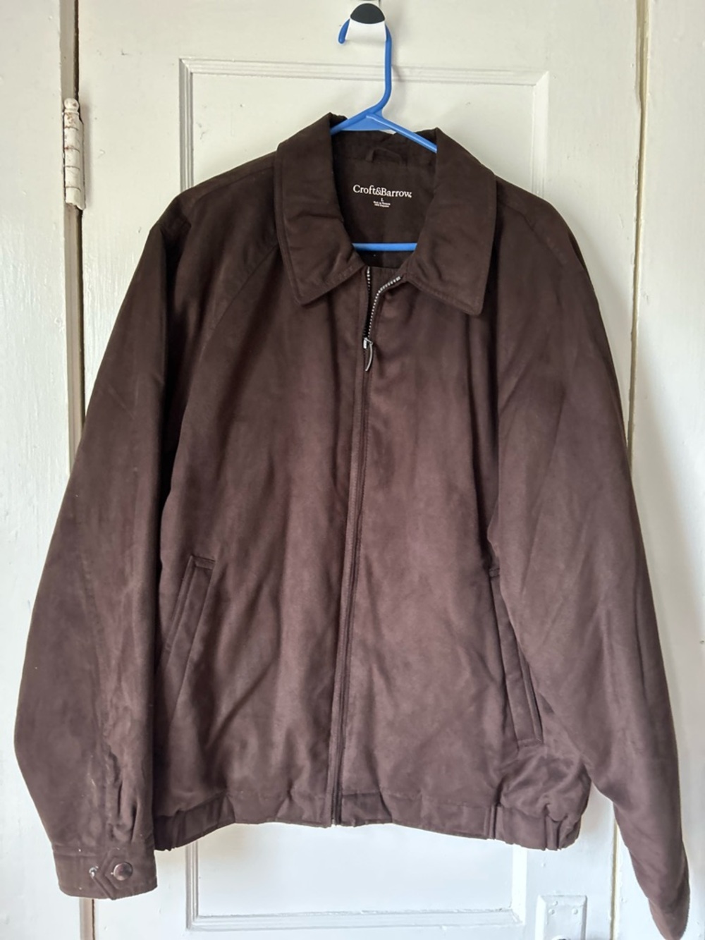 croft & barrow Dark Brown Suede Bomber Jacket Size Large